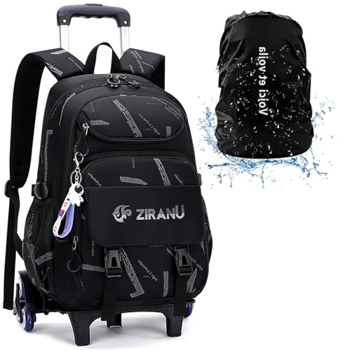 Rucksack mit Rollen Jungen Schulrucksack Trolley Kinder Schultasche mit Rollen Schulranzen Trolley Bag Jungen Grundshule Backpack Teens 6 Rollen 32x20x46cm