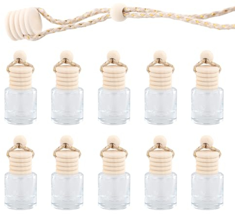 10 Stück Auto-Lufterfrischer Parfümflasche Nachfüllbar, Auto Hängende Diffusorflaschen, Auto Ätherisches Öl Aromatherapie Diffusor Flasche Leer, Ornamente lufterfrischer für Auto Zuhause Büro (D)