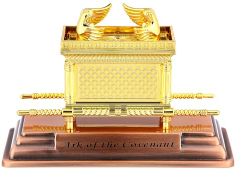 Alipis Réplica del Arca del Pacto Estatua religiosa antigua en tono dorado antiguo modelo del Arca del Dios adorno para decoración espiritual religiosa Judaica Israel
