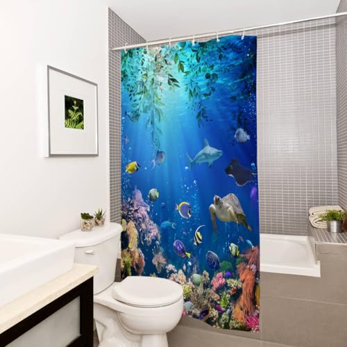 Goodbath Duschgardin i vattentätt och mögelbeständigt tyg för badrum och badkar Ljust blått 120 x 180 cm