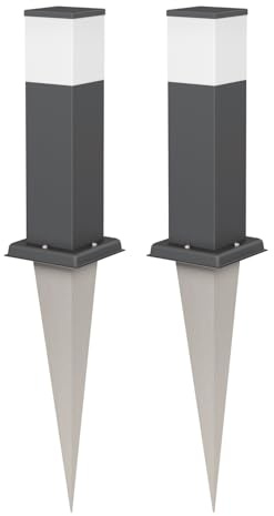 ledscom.de 2x Pollerleuchte POLLY mit Erdspieß für außen, 35cm, anthrazit, inkl. G9 Leuchtmittel, 501lm, warmweiß