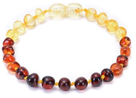 Wycian Edelstein Armband Bunt, Bernstein Armband Echt Perlen Bernstein 15cmx8mm 1er Naturstein für Muttertag