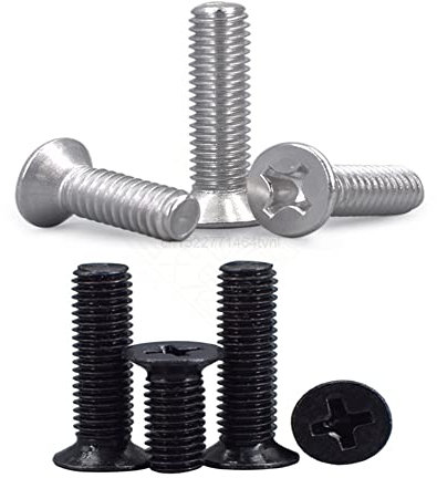 Gewindeschrauben Bolzen, 50 Stück M2 M2,5 M3 M4 Holzschraube, Micro Small Schwarz 304 Edelstahl Kreuzkreuz Phillips Flachsenkkopfschraube, schwarzer Kohlenstoffstahl, Größe: 6 mm_M2 (Color : Black Ca