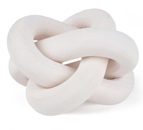 Yunjuhop Wood Knot Decor, 3-Link Chain, White, Home Decor, Farmhouse, Boho Style, Waterproof, 3.15x3.15x3.15 inches, 0.14 kg