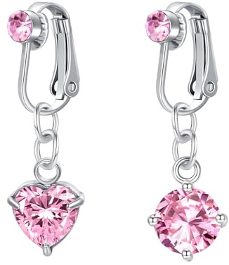 Rajnard Faux Piercing pour Nombril Faux Nombril en Acier Chirurgical Bijoux à Clipser pour Le Piercing du Nombril Barrettes de Boutons de Ventre en CZ