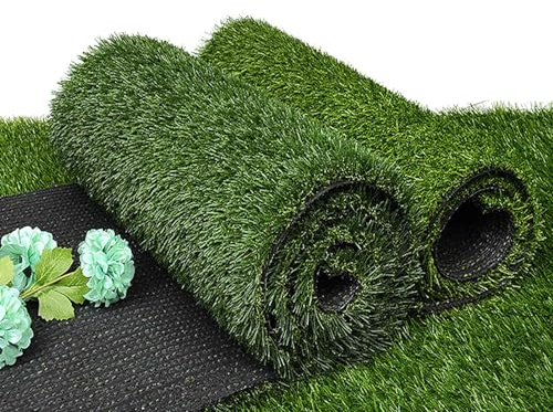 Hochwertiger Kunstrasen mit 20 mm Florhöhe, dicke Kunstrasenmatte, Kunstrasen für Hunde und Haustiere im Freien, Teppich-Fußmatte mit Gummirückseite und Drainagelöchern