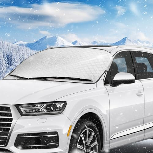 Protector Parabrisas Hielo,Protector Luna Coche Hielo,Cubierta Protectora para Invierno, Protector Heladas Coche de Nieve,Viento y Lluvia,Protector Hielo Parabrisas para Delantero