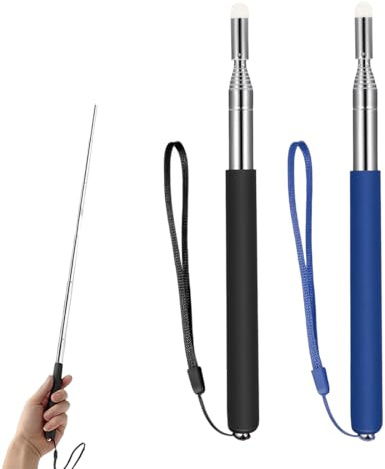 2 Piezas Puntero Telescópico para Profesor con Cordón de Mano,100cm Puntero Extensible Puntero Presentaciones Puntero Telescópico para Profesor con Cordón Puntero de Enseñanza para Aula (Negro y Azul)