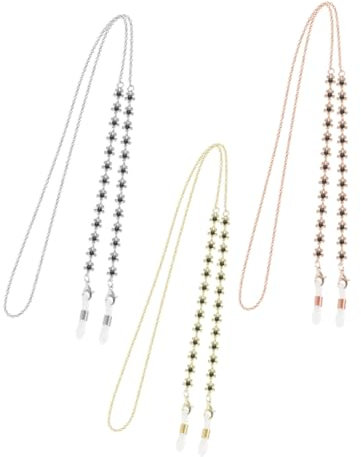 LIFKOME 3stücke Brillen Kette Aus Kupfer Mit Ölblumen-design Multifunktions-brillenkette Halskette Für Masken Und Brillen Schnur Mit Blume Hals Hängen Gläser Langlebige Und Bruchfeste