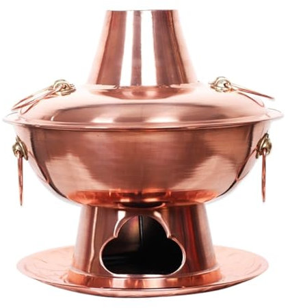 Fondue Chinoise Cuisinière de Camping Marmite Traditionnelle Du Vieux Pékin En Cuivre, Soupe Transparente, Marmite Au Charbon De Bois Pour Ami De La Famille Appareil fondue(32cm)