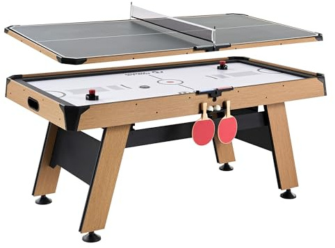 Rally and Roar 72 Inch Air Hockey Table with LED Scorer and Table Tennis Top