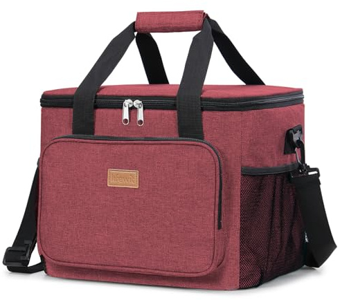Lifewit Kühltasche klein, Isolierte Cooler Bag, Lunchtasche 24L 40 Dosen | Faltbar, Tragbar Lunchbag, Kühlbox Auslaufsicher, wasserdichte Thermotasche für Arbeit, Strand, Reise, Unterwegs, Weinrot