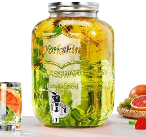 Juice Dispenser for Parties, Leakproof Drink Pitcher, Food Grade Clear Iced Beverage Container, Spill Resistant Jug, Ideal para lemonada, sangría, pícnics y barbacoas, Clear