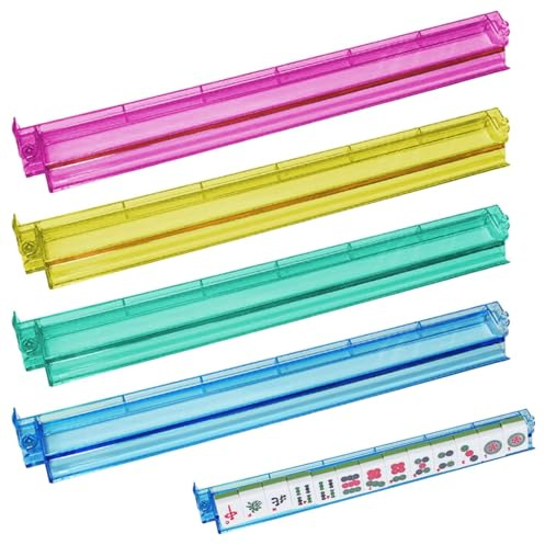 Generisch Mahjong Racks Mit Pushers - Clear Multicolor Mahjong Pushers Racks, Mah Jongg Tile Rack Und Pusher, Set Von 4 Acrylspeicherorganisator, Brettspielzubehör, Mah Jongg Accessoires