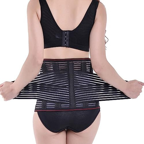Übergröße M–5XL Atmungsaktive Rückenstütze Herren/Damen Haltungskorrektur Lendenwirbel-Dekompressionsgürtel Mit Doppelzug Bauchstraffung Sport-Fitness-Taillentrainer(Black,3XL)