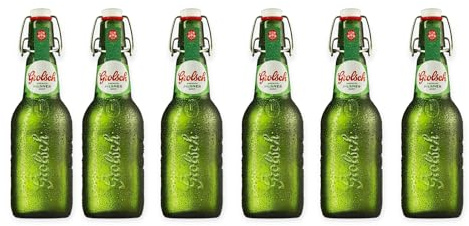 Grolsch Premium Pilsner Bier in der Bügelflasche 6 x 0,45l– Ein Klassiker aus den Niederlanden- Inkl. Haus der Biere Berlin Bierdeckel