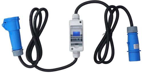 Smart Energy Monitor, Portable Electricity Usage Meter with 3-Pin Plug & Socket, 16A 220V AC 5A 60A IP44 Waterproof for Caravans, Motorhomes & Home Appliances