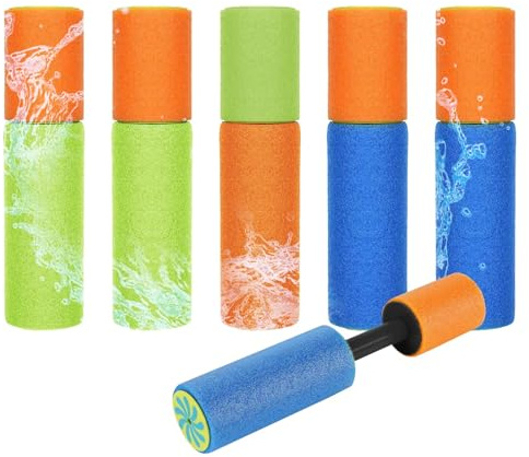 SHUOHONG 6 Stück Wasserpistole Kinder, Wasserkanone, Wasserpistolen Schaumstoff 15.5CM Set, Wasserspritzpistole für Jungen und Mädchen Sommer Pool Party Strand Wasserspielzeug Outdoor