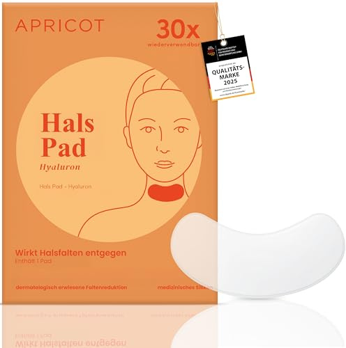 APRICOT Beauty- Hals Pad mit Anti-Falten-Effekt, Halsstraffung durch Hyaluron, Wiederverwendbares Silikon Pad - Halsfalten Reduzieren, Anti Falten Hals, Hals Dekoltee Creme Straffend