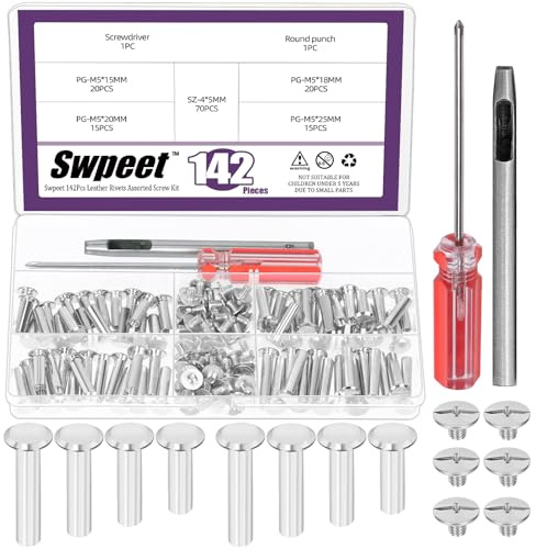 Swpeet Rivets en cuir Chicago Vis de reliure pour réparation de cuir