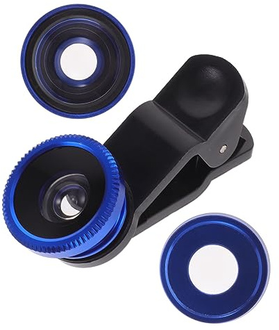3-in-1 Handykameraobjektiv mit Fischauge, Makro und Weitwinkel | 52-mm Universalanschluss, für 6s/7/8/x, Aluminiumlegierung und Glas, Blau