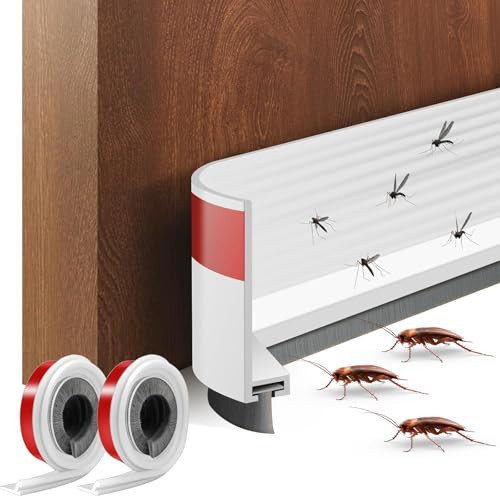 Noaxylic 2 Piezas Burlete Puerta, 100 × 3 cm Burletes para Puertas, Burlete Puerta Entrada, con Cepillo, Tira de Sellado para Antipolvo, Autoadhesivos, Ajustable, para Polvo, Frío, Ruido e Insectos