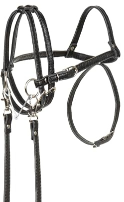 SKIPPI Brida para Hobby Horse - Negro, Hobby Horse Accesorios, Bocado, Riendas, Cuero Ecológico, para Caballo A3