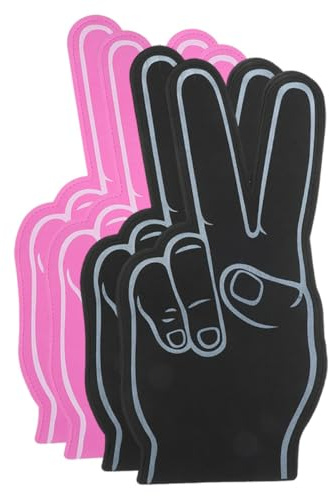 Homoyoyo Dedos de Espuma para Animación 4 Piezas (2 Negros, 2 Rosas) Accesorios para Eventos Deportivos y Fiestas, Porristas, Mano de Espuma para Animar Equipos y Celebraciones