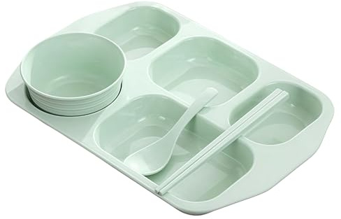Genérico Platos Divididos para Adultos - Plato con 5 Compartimentos | Plato para Separar Alimentos,para Comidas en Casa Oficina Escuela Guarderia Restaurante Niños Jóvenes y Adultos