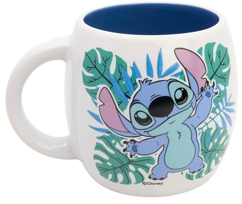 Stor Taza Globe de Cerámica Stitch 380ml - Taza Grande de Desayuno con Diseño Original - Apta para Microondas y Lavavajillas