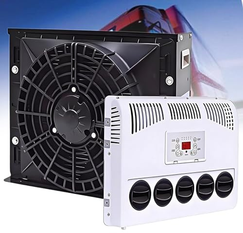 Nicvrea Climatiseur 12V/24V pour Camping-Cars, Mini-Split Électrique Universel, Idéal pour Les Véhicules de Loisirs, Semi-Remorques, Pick-Ups, Bus, Voitures et Fourgonnettes Black-12V