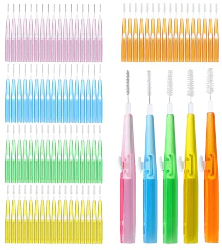 90 Stück Interdentalbürsten Push-Pull Zahnzwischenraumbürsten Bürste Zahnzwischenräume 5 Größen 0.6-1.5mm Wiederverwendba Für Zahnseide Zahnreinigung Zahnspangen Mundreinigung