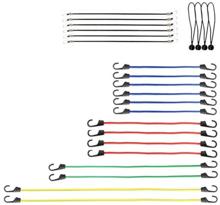 Reeatel 24 Stück Robuste Bungee-Seile mit Haken, Seil, Gepäck-Packgurt für Motorrad, Fahrrad, Reisen, Camping, Wandern