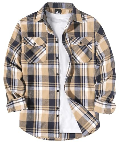 zitysport Camisa de Hombre a Cuadros Manga Larga Camisas Franela Estilo Leñador con Bolsillos en el Pecho Cálida Ideal para el Trabajo al Aire Libre y el Tiempo Libre Corte Regular