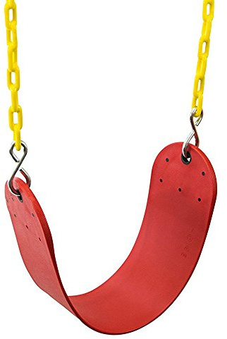 Squirrel Products Heavy Duty Swing Seat - Swing Set Accessories Swing Seat Replacement and Carabiners for Easy Install - Red