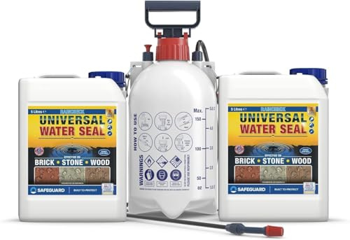 Raincheck Imperméabilisant Hydrofuge Multi-Surface 2 x 5L + Pulvérisateur – Protection 10 Ans pour Brique, Pierre & Bois Extérieur – Rendement 35m²