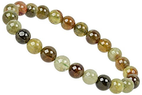 ELEDORO PowerBead Damen-Armband Stretch aus Edelstein Perlen 8mm grüner Granat