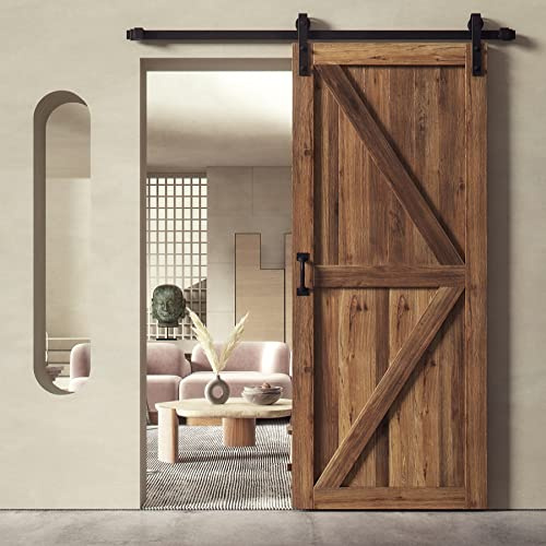 CO-Z 6.6FT /200cm Sliding Barn Door Hardware Kit - Heavy Duty Carbon Steel Track & Roller System for Wood Doors - Supports Up to 100KG & 100cm Wide Panel - Closet, Bedroom, Industrial Style