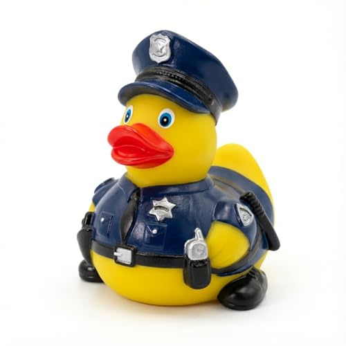 3 Rubber Duck [Sealed Hole, Floats Upright] - Baby Safe Bathtub Bathing Toy - Police Rubber Duck