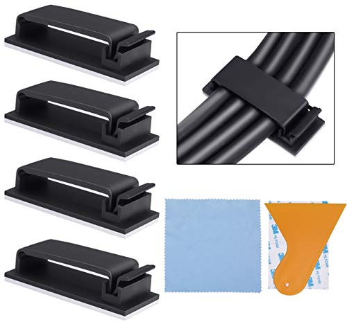 60 Clip per Cavi Regolabili in Nylon Adesivo di Alta Qualità, Fermacavi da Scrivania, da Parete, Computer, Cavo Elettrico in Plastica, Sistema di Gestione dei Cavi per Car, Ufficio e Casa