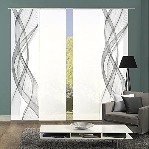 wohnfuehlidee 4er-Set Schiebegardinen (53773), Mariella, Deko Blickdicht, Höhe 245 cm, grau/Weiss