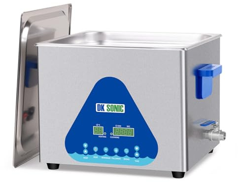 DK SONIC Nettoyeur à Ultrasons 15L, Nettoyeur à Ultrasons Commercial 360W Avec Minuterie Codée, Chauffage Et Panier, Fonctions Multiples Pour Carburateurs, Moteurs De Moto, Carburateurs
