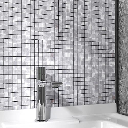 BeNice Wandfliesen Selbstklebend Mosaik Fliesenaufkleber Küche Silber 10