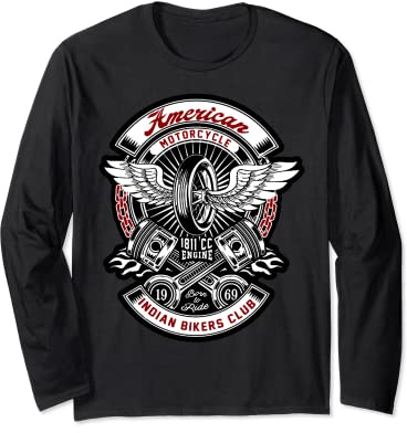 American Motorcycle Indian Bikers Club Motorrad Biker Langarmshirt