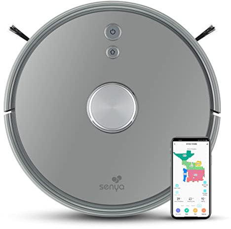 SENYA Aspirateur Robot connecté Gris My Little Robot, Guidage Laser pour Plus de précision, Programmable Via Application, 120mins pour Tapis et sols durs, Silencieux <60 DB, SYCN-VC008G