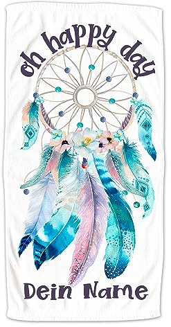 GRAZDesign Badetuch, Duschtuch mit Namen personalisiert, für Kinder und Erwachsene, Zwei Größen (70 x 140 cm, Traumfänger)