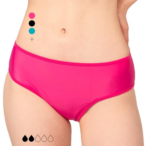 Period Swimwear - Black Menstrual Leakproof Bikini Bottoms - Mid Waisted Swim Bottoms for Teens, Girls, Women