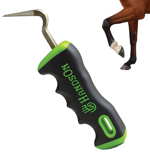 Handson Hoof Pick - Horse Grooming Supplies for Daily Cleaning & Maintenance - Metal Pick w/Hoof Filer for Horses - Ergonomic Grip