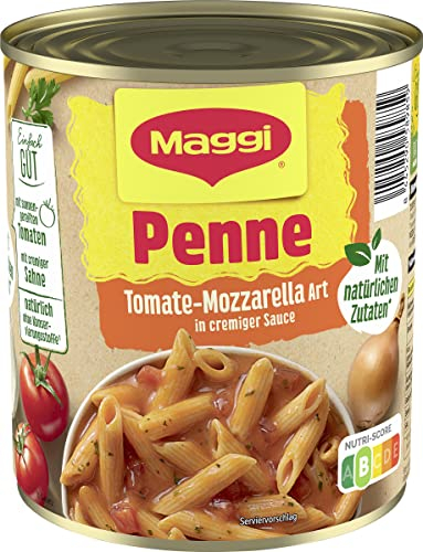 MAGGI Penne Tomate-Mozzarella Art, leckeres Fertiggericht in fruchtiger Tomatensauce und cremigem Mozzarella, für Topf & Mikrowelle, ideales Festival-Essen, 1er Pack (1 x 800g)