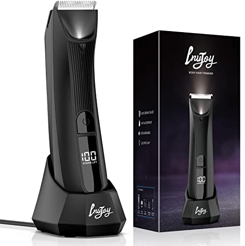 INVJOY 2-in-1 Manscape Body Trimmer: Electric Ball Shavers for Men, Dual-Head Groin&Pubic Hair Trimmer, Rechargeable Body Groomer with LED Light, IPX7 Waterproof Wet/Dry Use, Safe Ceramic&Foil Blades